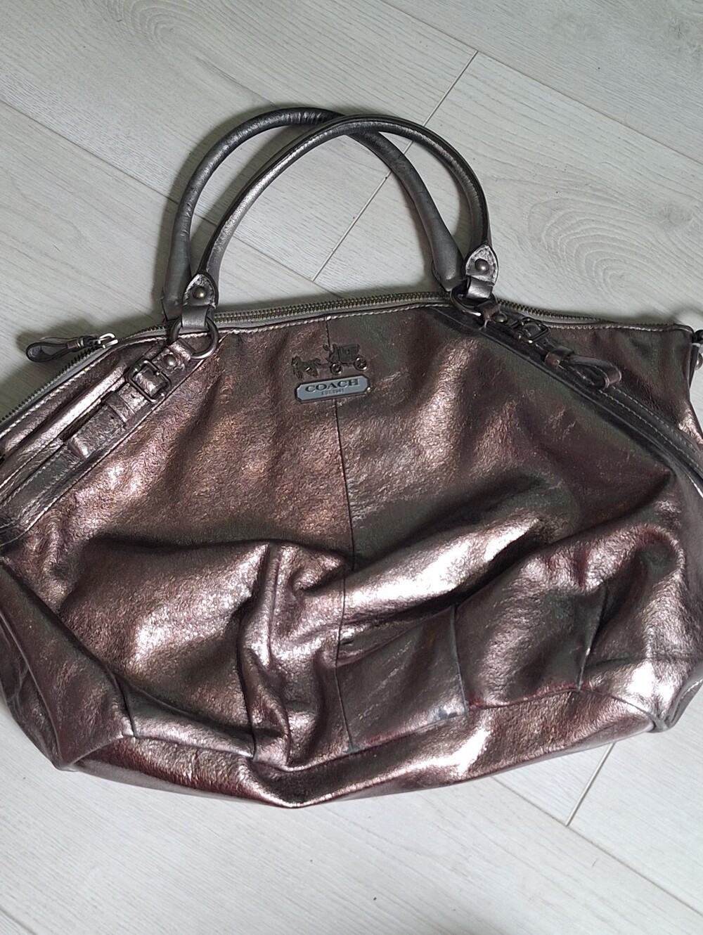 Coach Madison Sophia Pewter Metallic Satchel